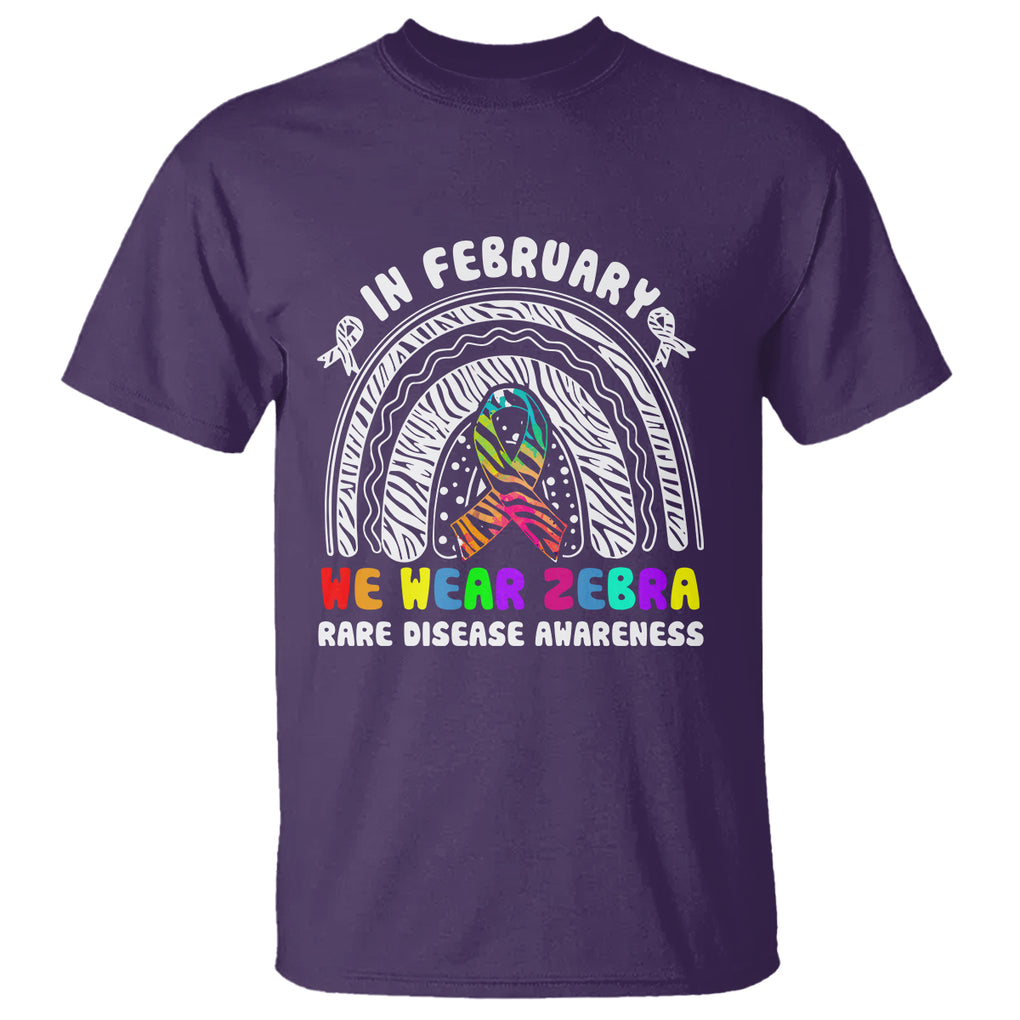 Rare Disease Day Shirts T Shirt In February We Wear Zebra Rare Disease Awareness Rainbow Zebra TS02 Purple Printyourwear