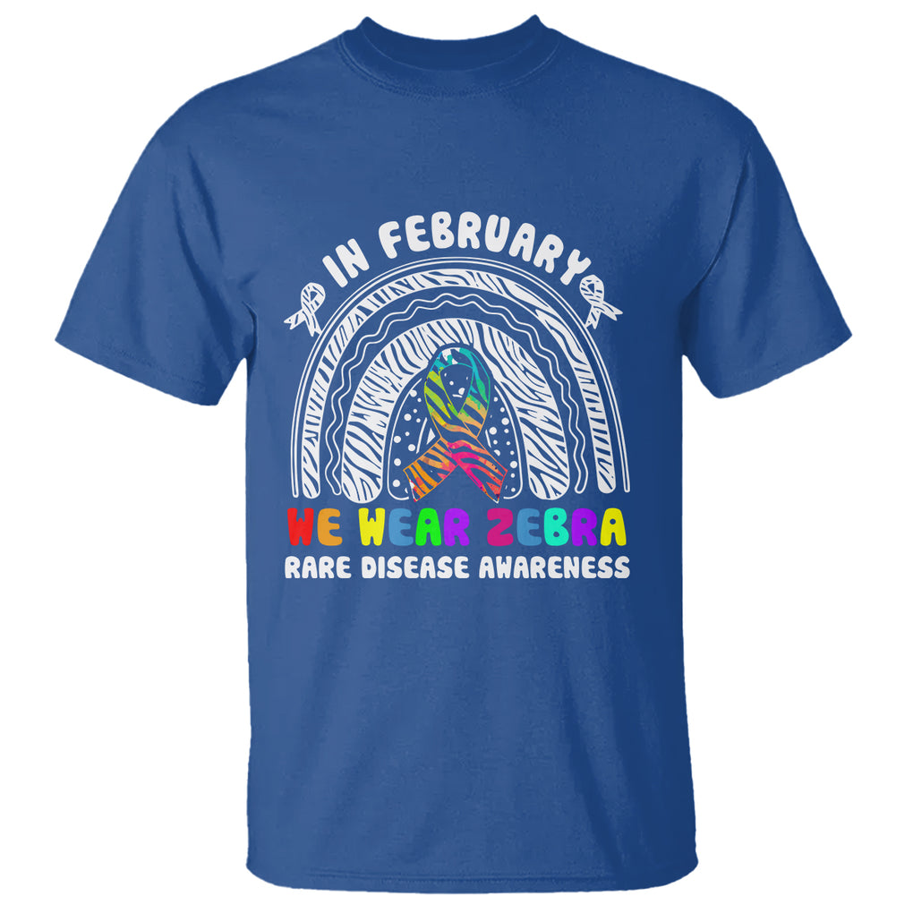 Rare Disease Day Shirts T Shirt In February We Wear Zebra Rare Disease Awareness Rainbow Zebra TS02 Royal Blue Printyourwear