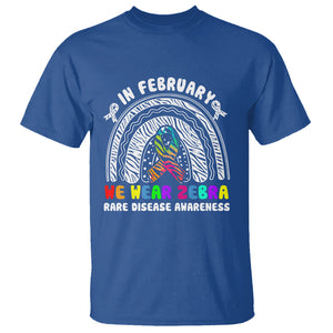 Rare Disease Day Shirts T Shirt In February We Wear Zebra Rare Disease Awareness Rainbow Zebra TS02 Royal Blue Printyourwear