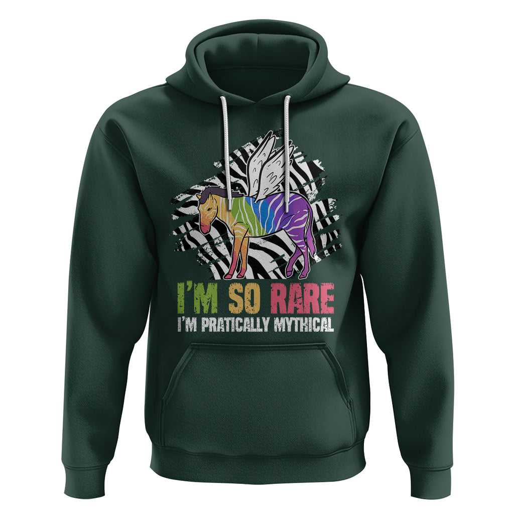 Rare Disease Day Shirts Hoodie Rare Disease I'm So Rare I'm Pratically Mythical Zebra Unicorn Zebra Ribbon TS02 Dark Forest Green Printyourwear