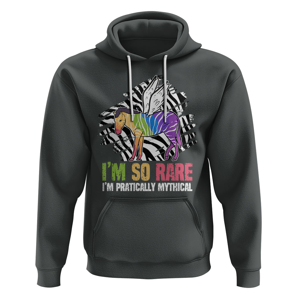 Rare Disease Day Shirts Hoodie Rare Disease I'm So Rare I'm Pratically Mythical Zebra Unicorn Zebra Ribbon TS02 Dark Heather Printyourwear