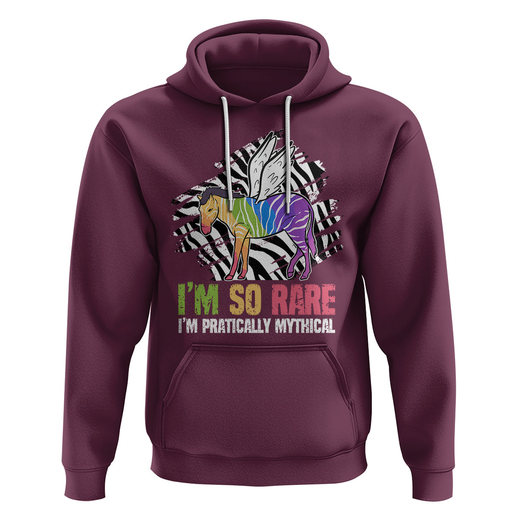 Rare Disease Day Shirts Hoodie Rare Disease I'm So Rare I'm Pratically Mythical Zebra Unicorn Zebra Ribbon TS02 Maroon Printyourwear