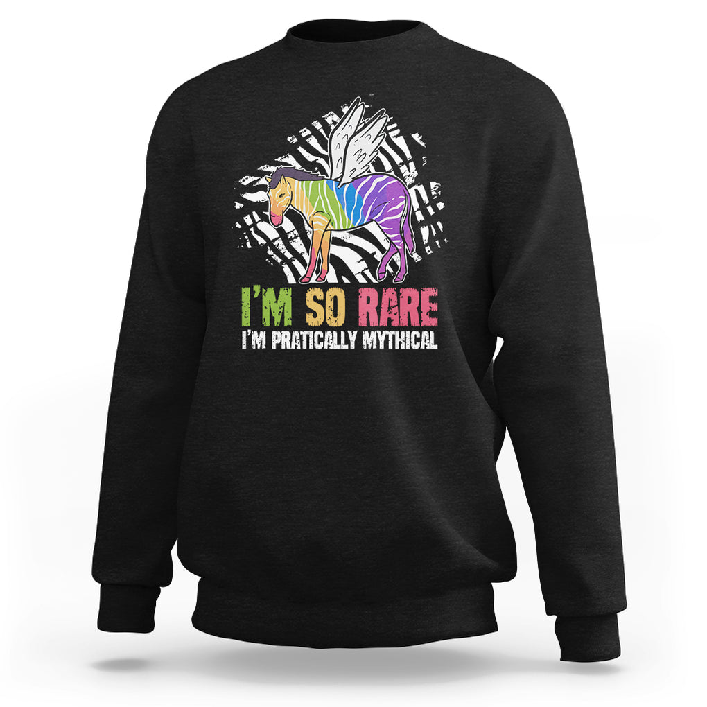 Rare Disease Day Shirts Sweatshirt Rare Disease I'm So Rare I'm Pratically Mythical Zebra Unicorn Zebra Ribbon TS02 Black Printyourwear