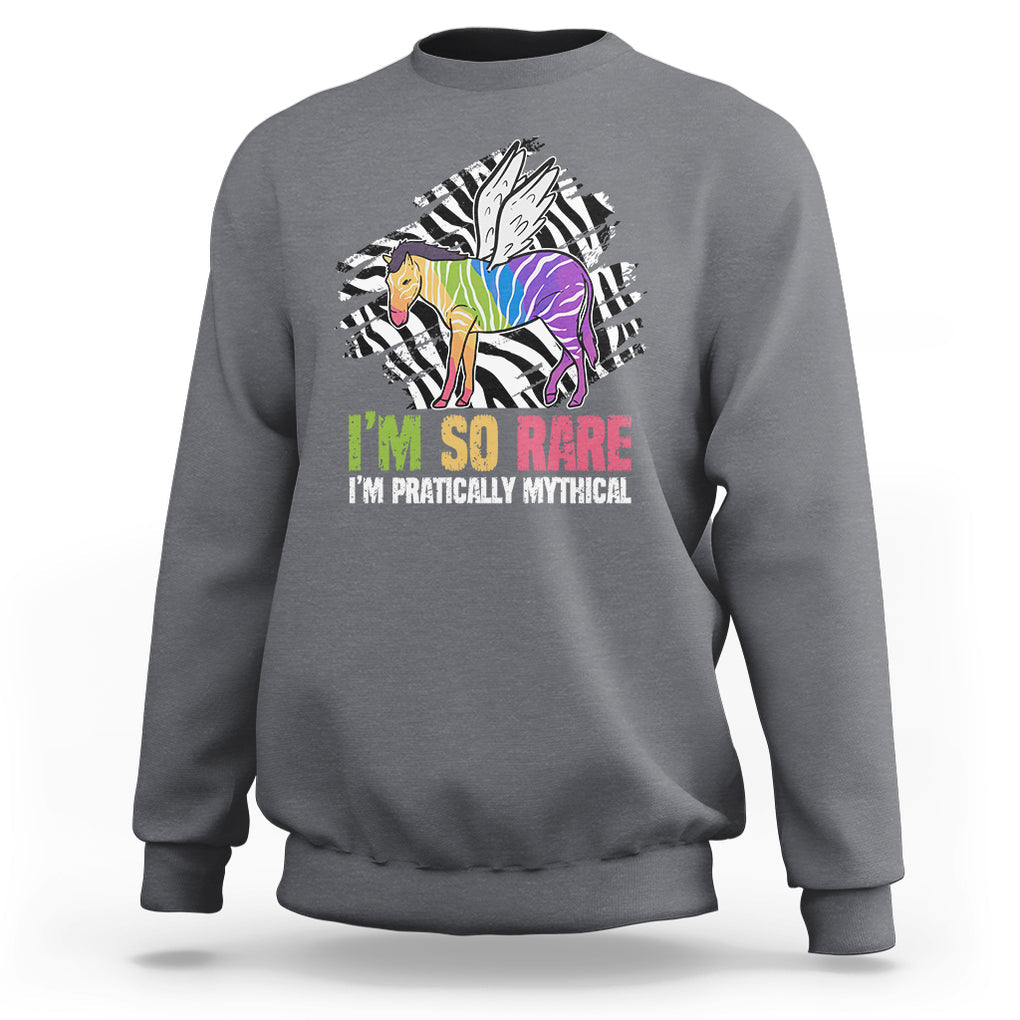 Rare Disease Day Shirts Sweatshirt Rare Disease I'm So Rare I'm Pratically Mythical Zebra Unicorn Zebra Ribbon TS02 Charcoal Printyourwear