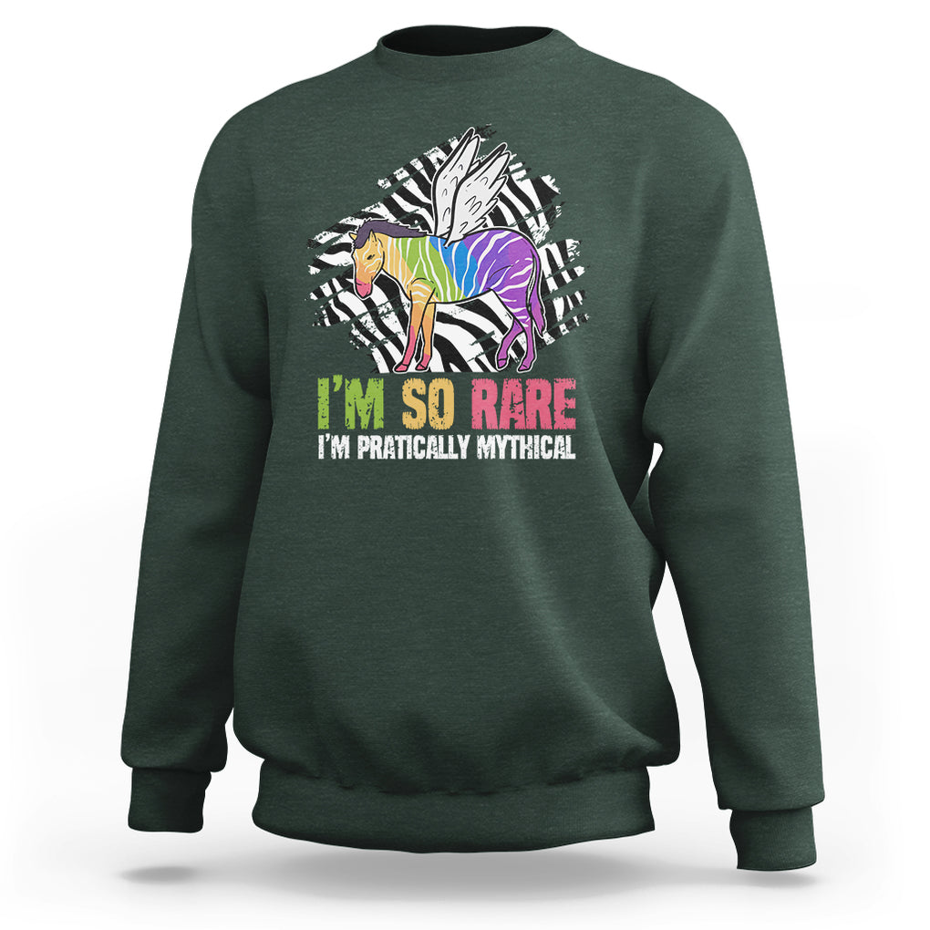 Rare Disease Day Shirts Sweatshirt Rare Disease I'm So Rare I'm Pratically Mythical Zebra Unicorn Zebra Ribbon TS02 Dark Forest Green Printyourwear