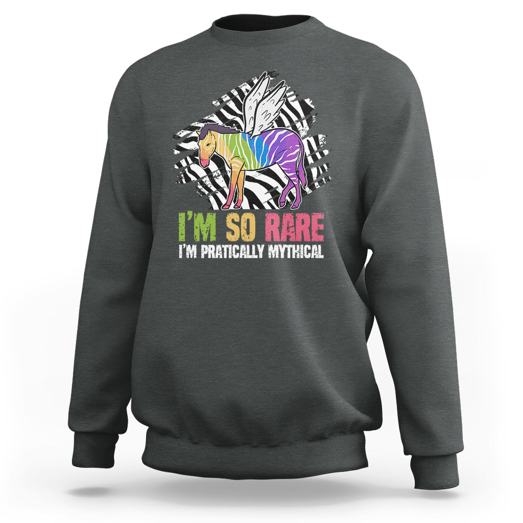 Rare Disease Day Shirts Sweatshirt Rare Disease I'm So Rare I'm Pratically Mythical Zebra Unicorn Zebra Ribbon TS02 Dark Heather Printyourwear