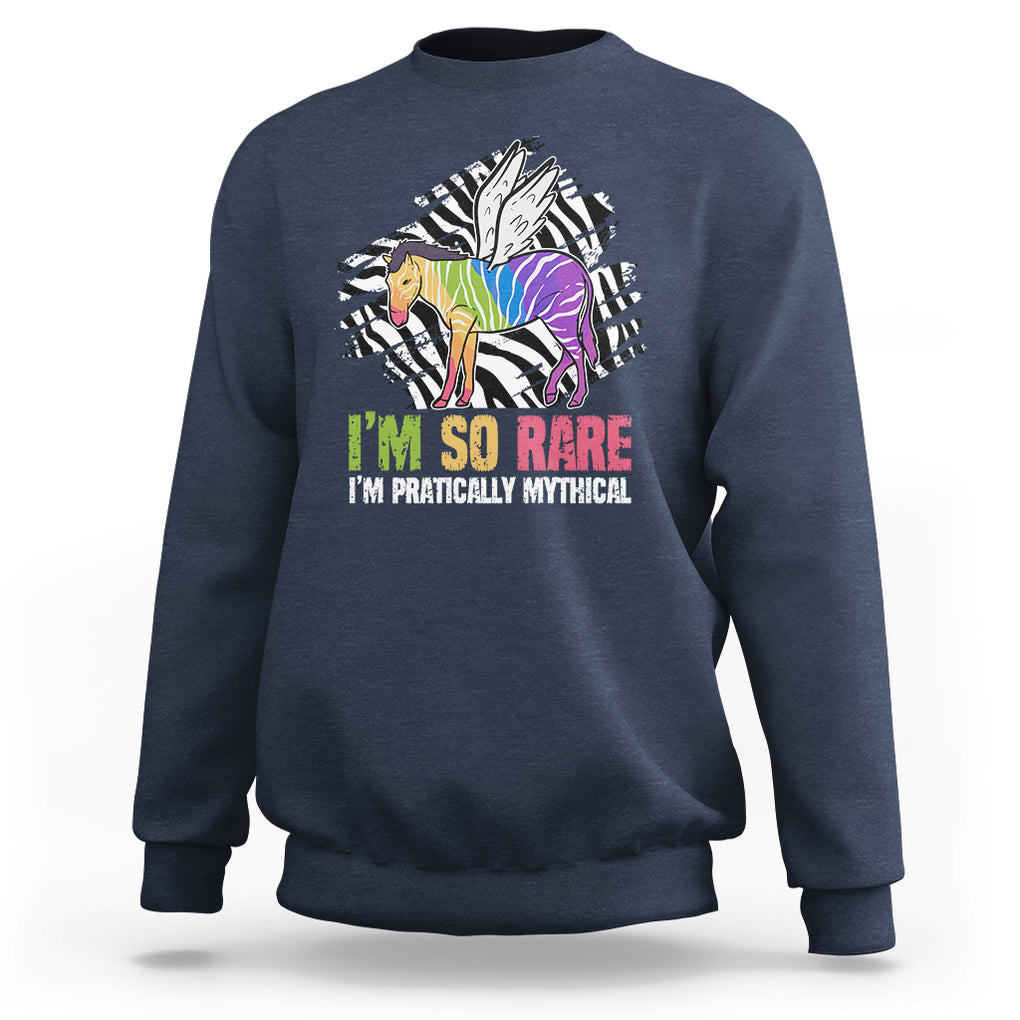 Rare Disease Day Shirts Sweatshirt Rare Disease I'm So Rare I'm Pratically Mythical Zebra Unicorn Zebra Ribbon TS02 Navy Printyourwear