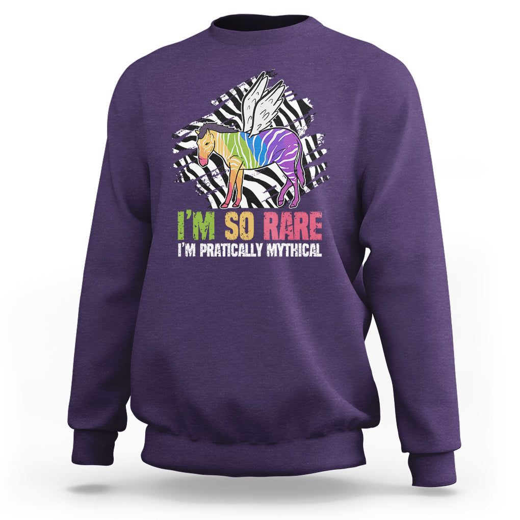 Rare Disease Day Shirts Sweatshirt Rare Disease I'm So Rare I'm Pratically Mythical Zebra Unicorn Zebra Ribbon TS02 Purple Printyourwear