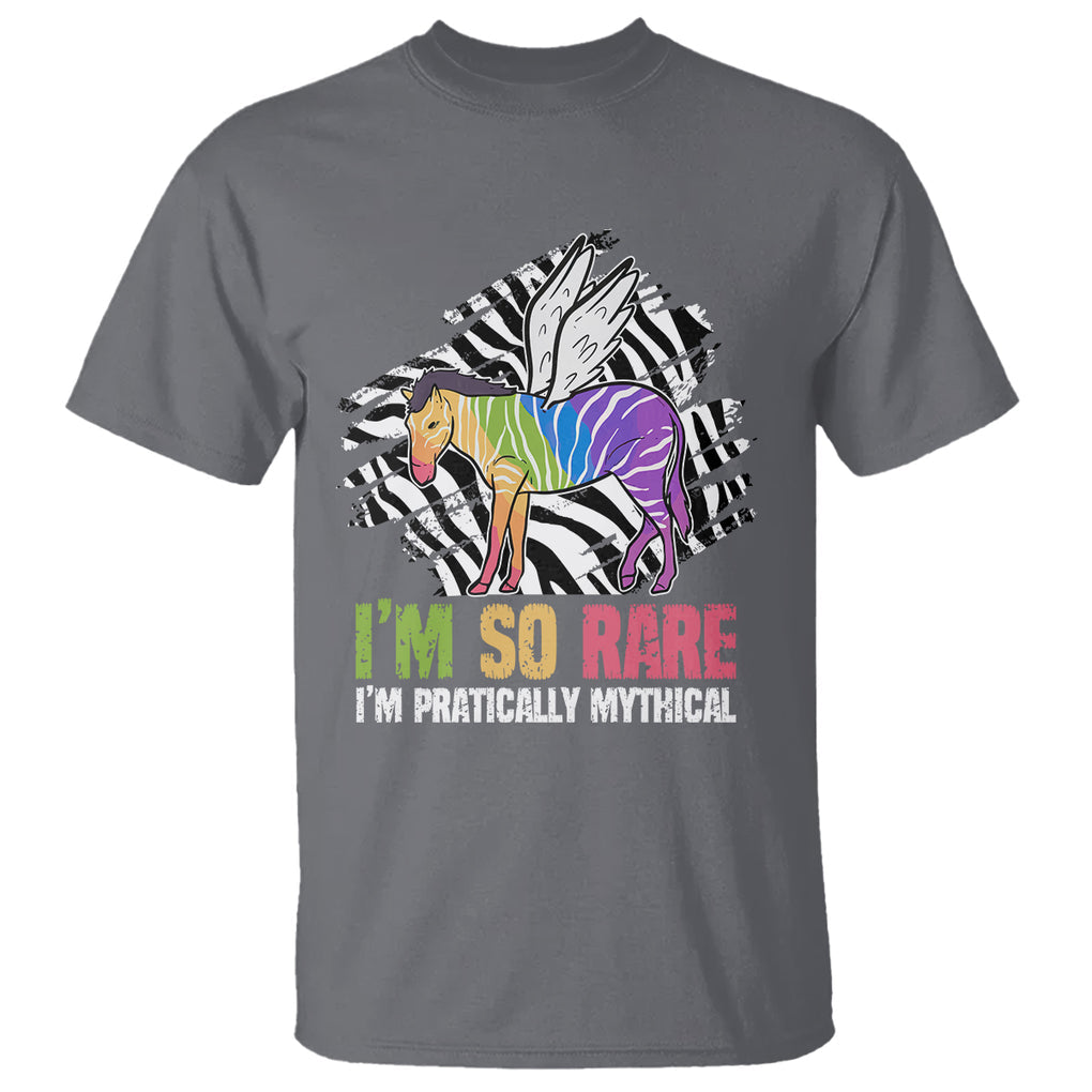 Rare Disease Day Shirts T Shirt Rare Disease I'm So Rare I'm Pratically Mythical Zebra Unicorn Zebra Ribbon TS02 Charcoal Printyourwear