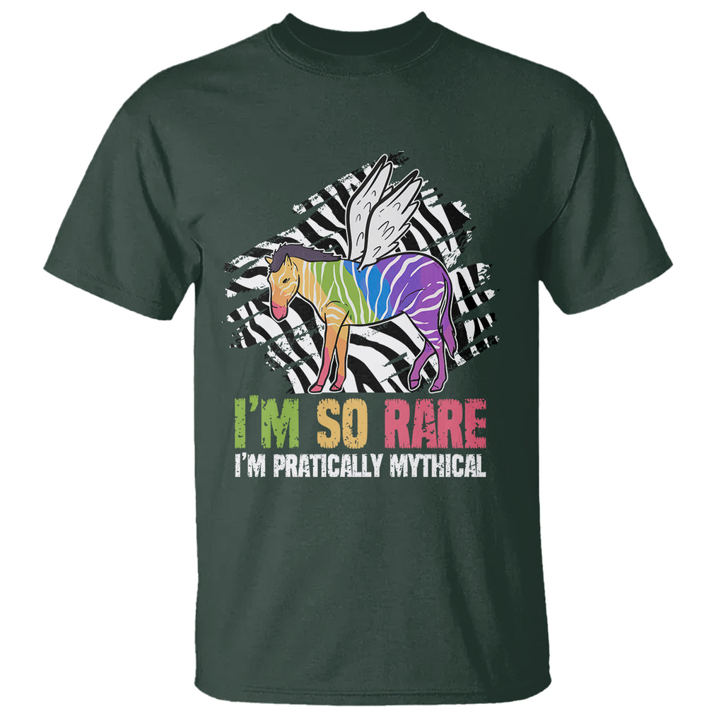 Rare Disease Day Shirts T Shirt Rare Disease I'm So Rare I'm Pratically Mythical Zebra Unicorn Zebra Ribbon TS02 Dark Forest Green Printyourwear