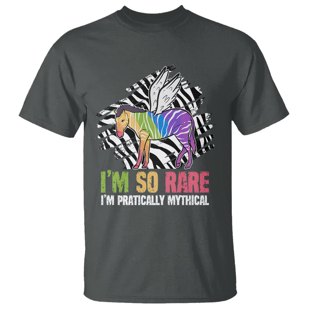 Rare Disease Day Shirts T Shirt Rare Disease I'm So Rare I'm Pratically Mythical Zebra Unicorn Zebra Ribbon TS02 Dark Heather Printyourwear