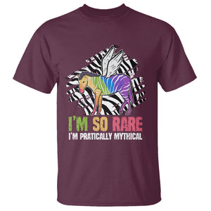 Rare Disease Day Shirts T Shirt Rare Disease I'm So Rare I'm Pratically Mythical Zebra Unicorn Zebra Ribbon TS02 Maroon Printyourwear