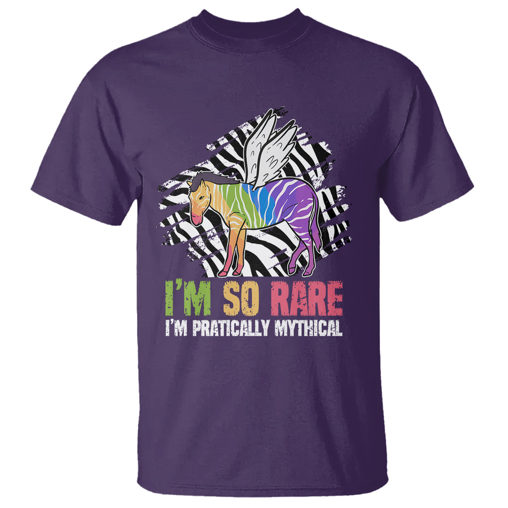 Rare Disease Day Shirts T Shirt Rare Disease I'm So Rare I'm Pratically Mythical Zebra Unicorn Zebra Ribbon TS02 Purple Printyourwear