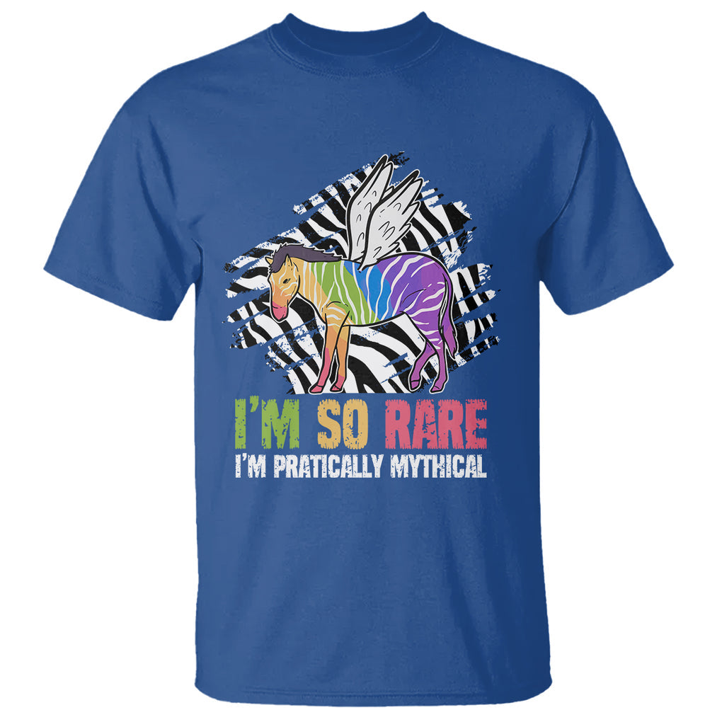 Rare Disease Day Shirts T Shirt Rare Disease I'm So Rare I'm Pratically Mythical Zebra Unicorn Zebra Ribbon TS02 Royal Blue Printyourwear