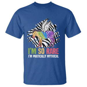 Rare Disease Day Shirts T Shirt Rare Disease I'm So Rare I'm Pratically Mythical Zebra Unicorn Zebra Ribbon TS02 Royal Blue Printyourwear