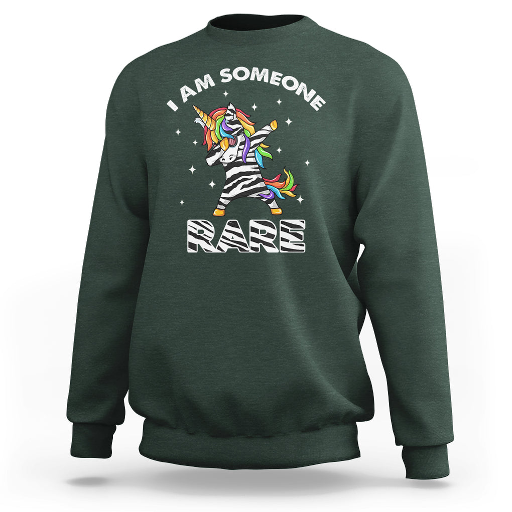 Rare Disease Day Shirts Sweatshirt I Am Someone Rare Rainbow Zebra Unicorn Rare Disease Awareness TS02 Dark Forest Green Printyourwear
