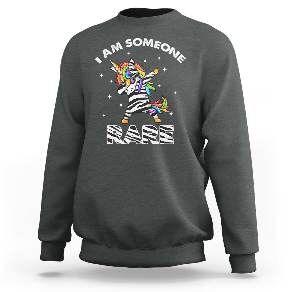 Rare Disease Day Shirts Sweatshirt I Am Someone Rare Rainbow Zebra Unicorn Rare Disease Awareness TS02 Dark Heather Printyourwear