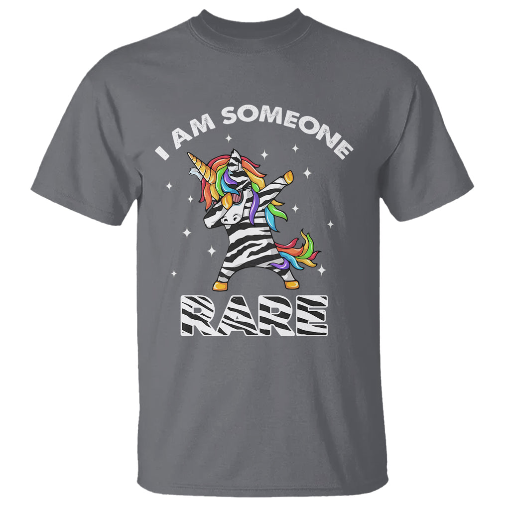 Rare Disease Day Shirts T Shirt I Am Someone Rare Rainbow Zebra Unicorn Rare Disease Awareness TS02 Charcoal Printyourwear