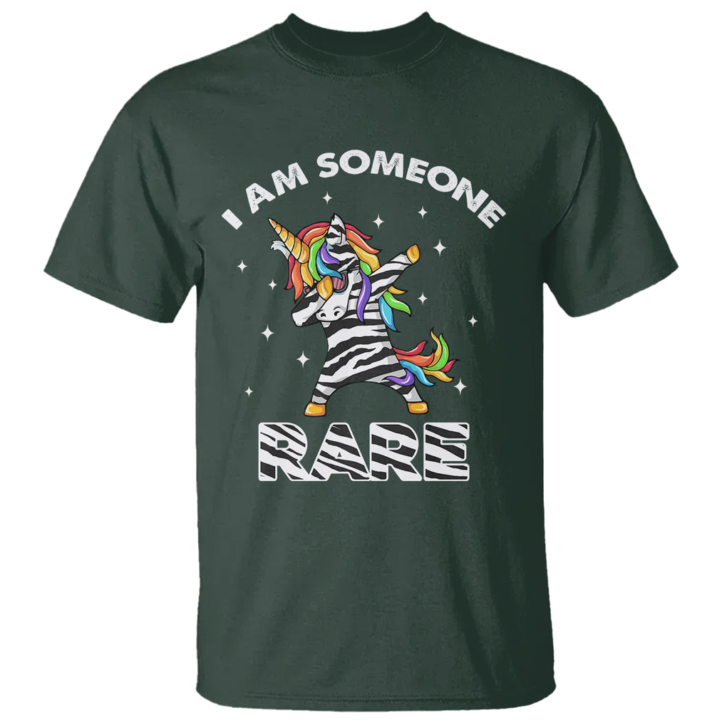 Rare Disease Day Shirts T Shirt I Am Someone Rare Rainbow Zebra Unicorn Rare Disease Awareness TS02 Dark Forest Green Printyourwear