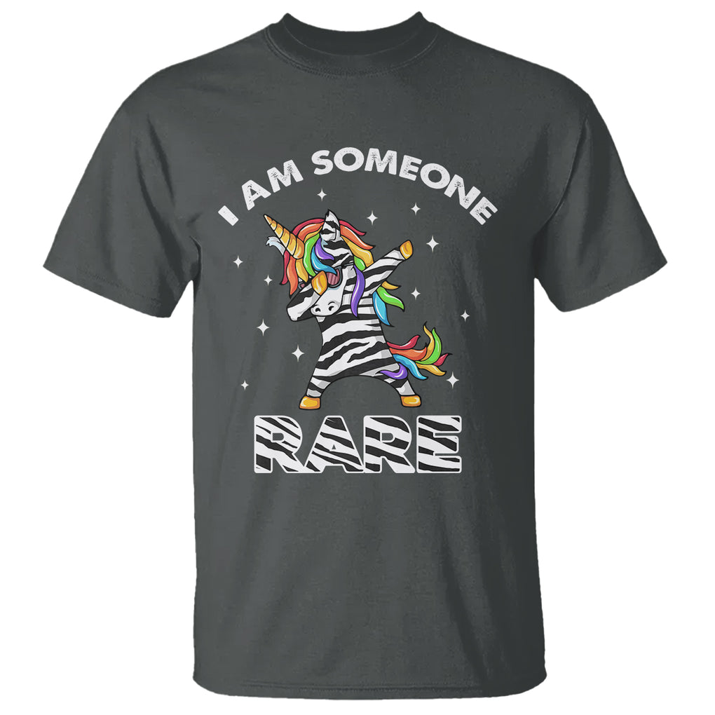 Rare Disease Day Shirts T Shirt I Am Someone Rare Rainbow Zebra Unicorn Rare Disease Awareness TS02 Dark Heather Printyourwear