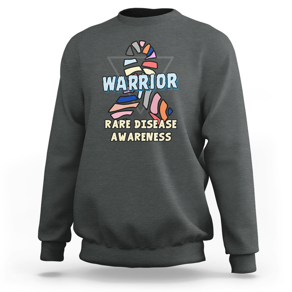 Rare Disease Day Shirts Sweatshirt Rare Disease Warrior Rare Disease Awareness Zebra Ribbon Fighter TS02 Dark Heather Printyourwear