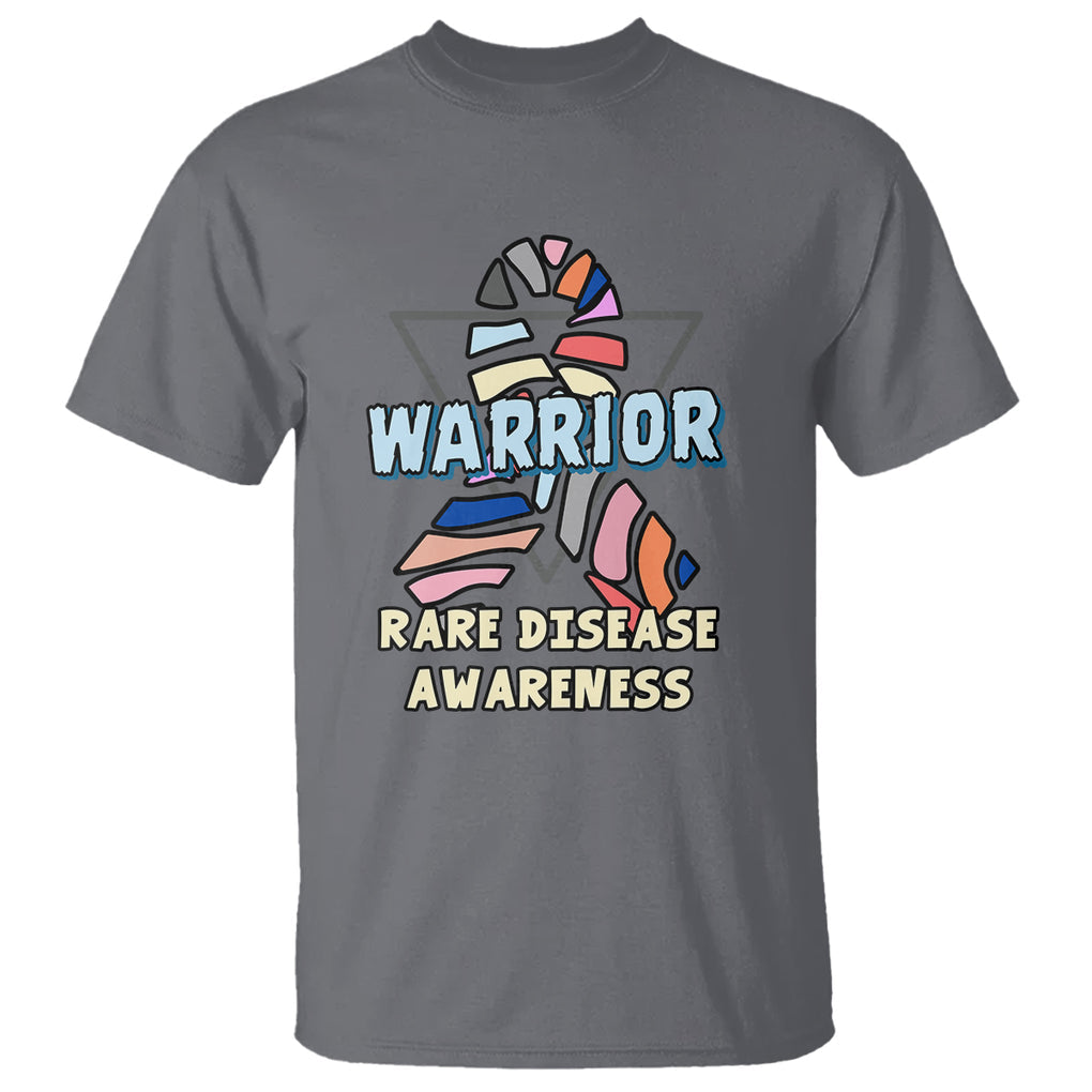 Rare Disease Day Shirts T Shirt Rare Disease Warrior Rare Disease Awareness Zebra Ribbon Fighter TS02 Charcoal Printyourwear