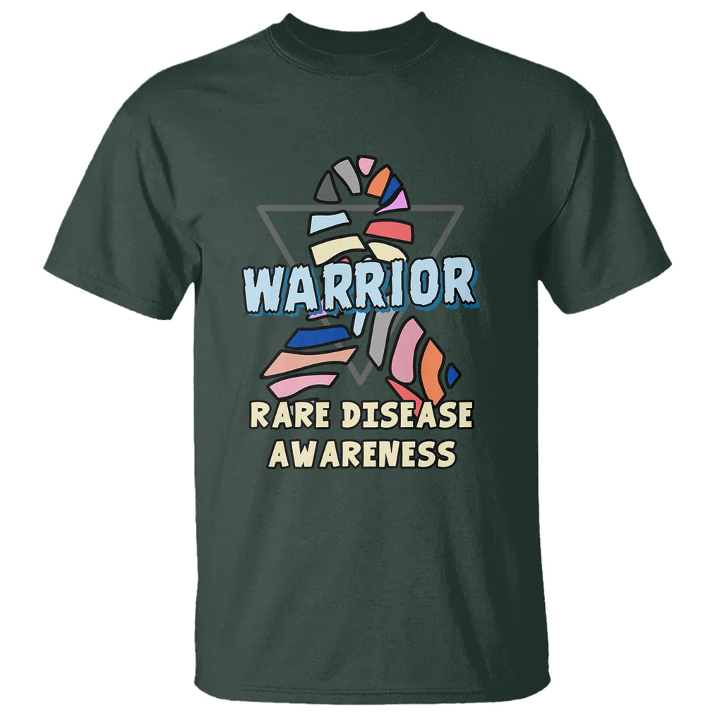 Rare Disease Day Shirts T Shirt Rare Disease Warrior Rare Disease Awareness Zebra Ribbon Fighter TS02 Dark Forest Green Printyourwear