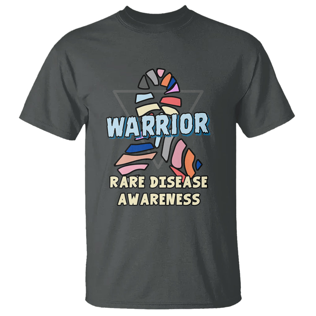 Rare Disease Day Shirts T Shirt Rare Disease Warrior Rare Disease Awareness Zebra Ribbon Fighter TS02 Dark Heather Printyourwear