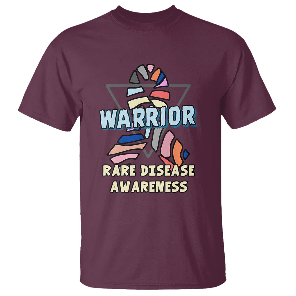 Rare Disease Day Shirts T Shirt Rare Disease Warrior Rare Disease Awareness Zebra Ribbon Fighter TS02 Maroon Printyourwear