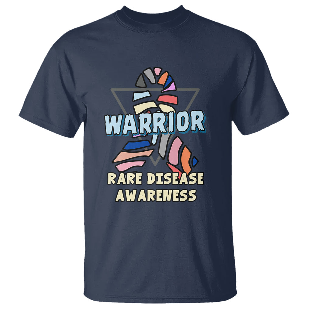 Rare Disease Day Shirts T Shirt Rare Disease Warrior Rare Disease Awareness Zebra Ribbon Fighter TS02 Navy Printyourwear