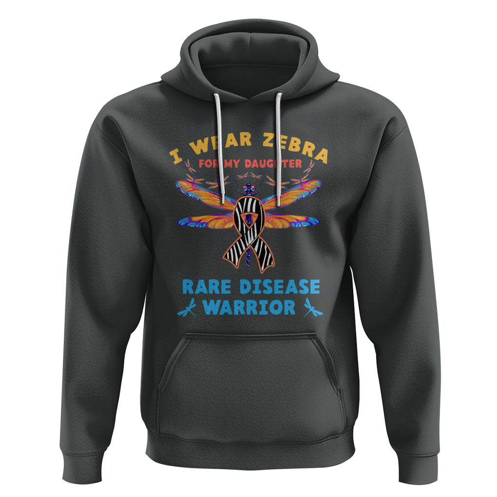 Rare Disease Day Hoodie I Wear Zebra For My Daughter Zebra Ribbon TS02 Dark Heather Printyourwear