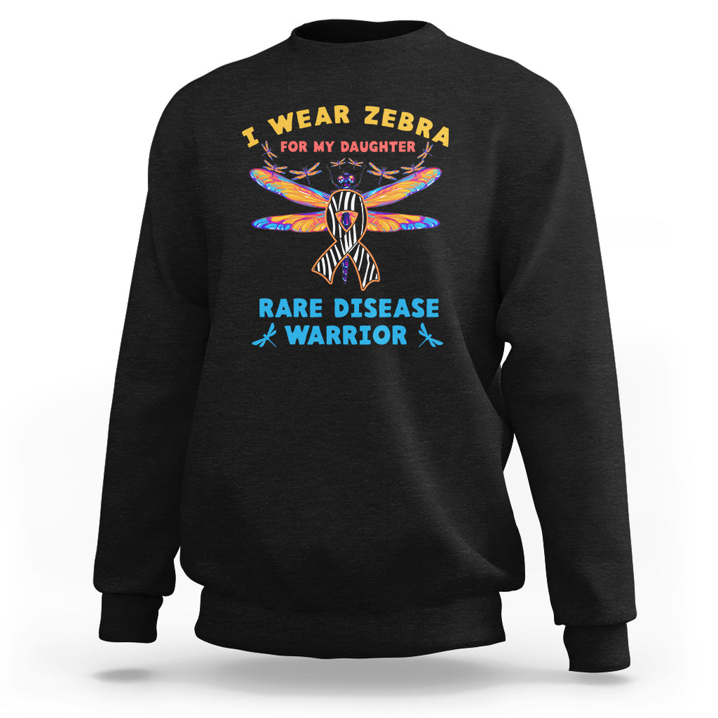 Rare Disease Day Sweatshirt I Wear Zebra For My Daughter Zebra Ribbon TS02 Black Printyourwear