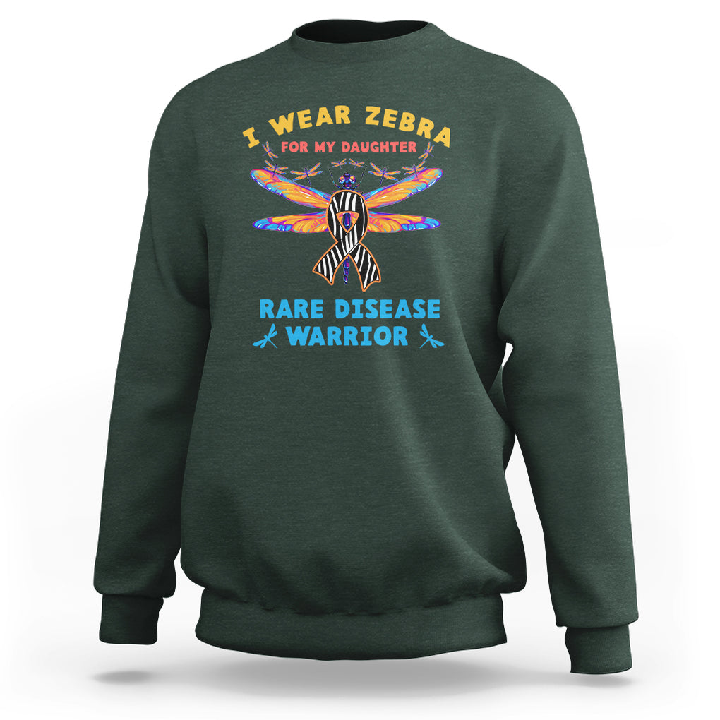 Rare Disease Day Sweatshirt I Wear Zebra For My Daughter Zebra Ribbon TS02 Dark Forest Green Printyourwear
