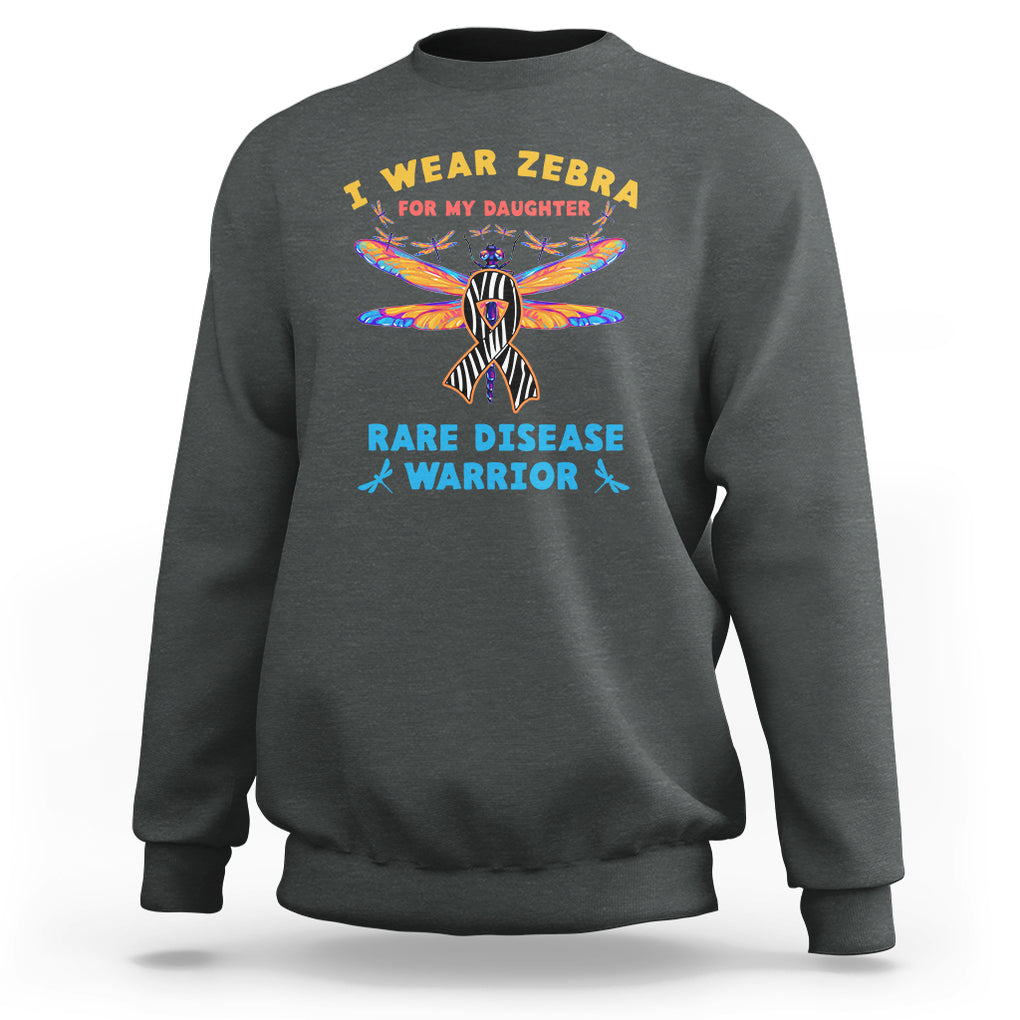 Rare Disease Day Sweatshirt I Wear Zebra For My Daughter Zebra Ribbon TS02 Dark Heather Printyourwear