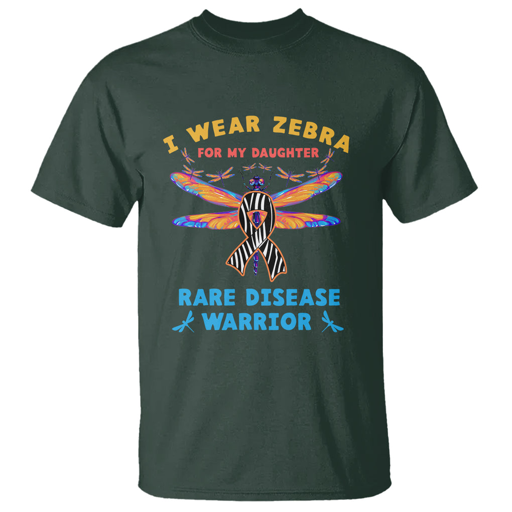 Rare Disease Day T Shirt I Wear Zebra For My Daughter Zebra Ribbon TS02 Dark Forest Green Printyourwear