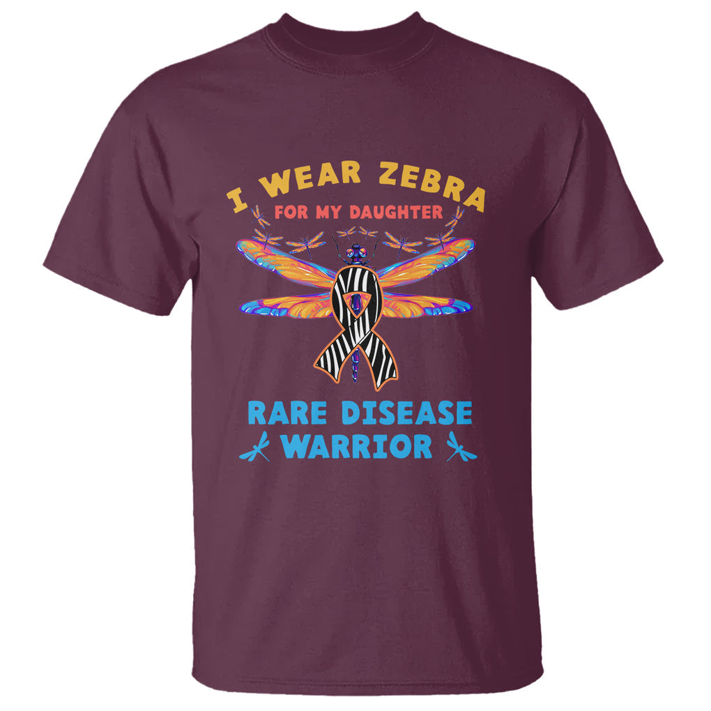 Rare Disease Day T Shirt I Wear Zebra For My Daughter Zebra Ribbon TS02 Maroon Printyourwear