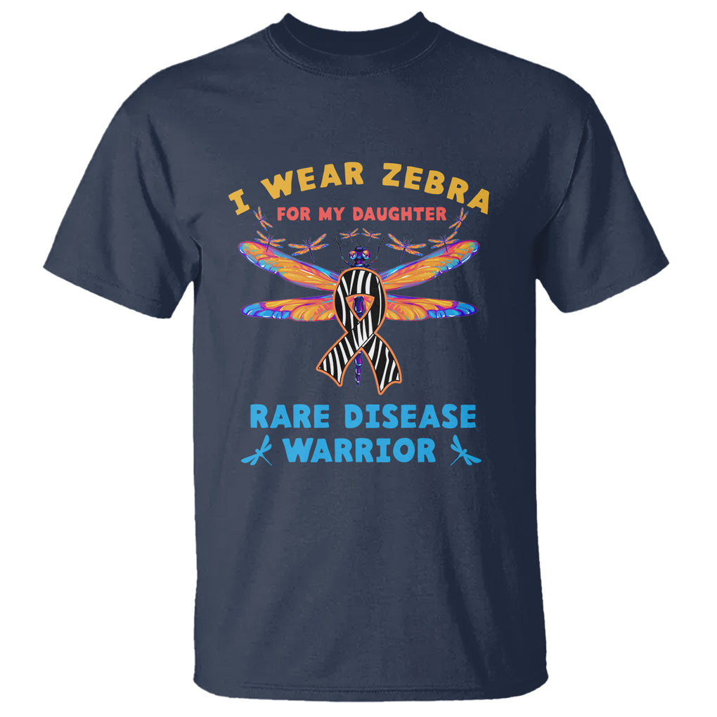 Rare Disease Day T Shirt I Wear Zebra For My Daughter Zebra Ribbon TS02 Navy Printyourwear