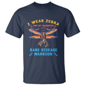 Rare Disease Day T Shirt I Wear Zebra For My Daughter Zebra Ribbon TS02 Navy Printyourwear