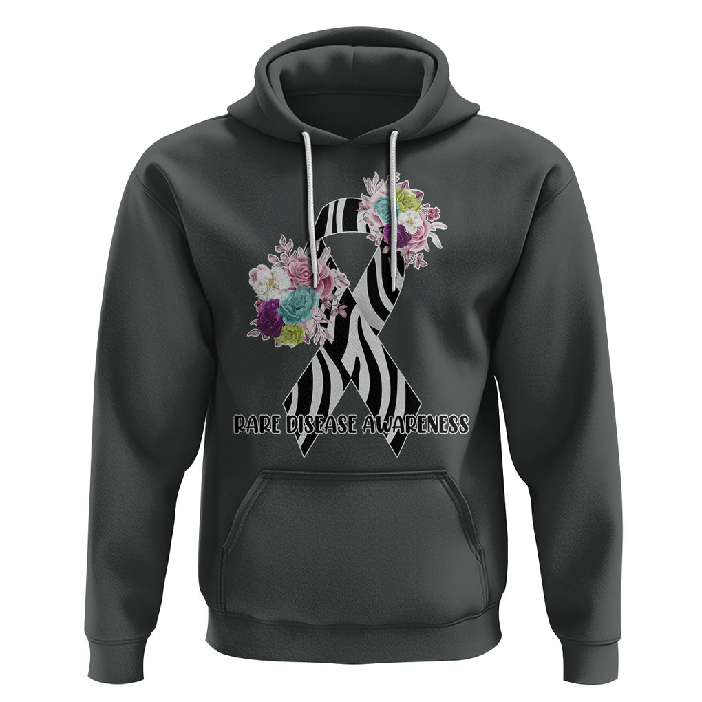Rare Disease Day Shirts Hoodie Rare Disease Awareness Rare Disease Day Floral Zebra Ribbon TS02 Dark Heather Printyourwear
