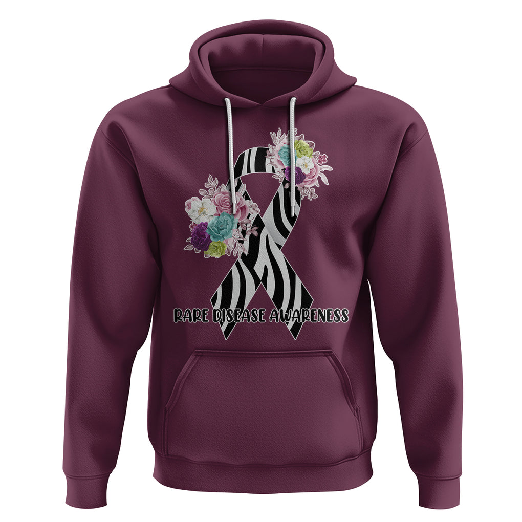 Rare Disease Day Shirts Hoodie Rare Disease Awareness Rare Disease Day Floral Zebra Ribbon TS02 Maroon Printyourwear