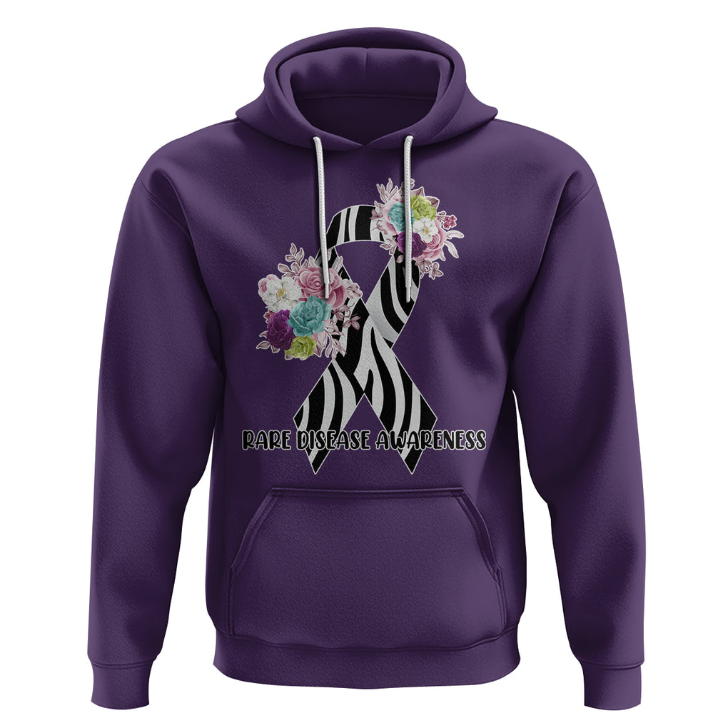 Rare Disease Day Shirts Hoodie Rare Disease Awareness Rare Disease Day Floral Zebra Ribbon TS02 Purple Printyourwear