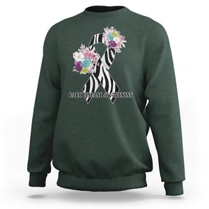 Rare Disease Day Shirts Sweatshirt Rare Disease Awareness Rare Disease Day Floral Zebra Ribbon TS02 Dark Forest Green Printyourwear