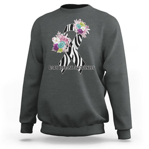 Rare Disease Day Shirts Sweatshirt Rare Disease Awareness Rare Disease Day Floral Zebra Ribbon TS02 Dark Heather Printyourwear