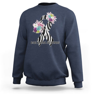 Rare Disease Day Shirts Sweatshirt Rare Disease Awareness Rare Disease Day Floral Zebra Ribbon TS02 Navy Printyourwear