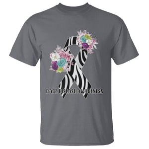 Rare Disease Day Shirts T Shirt Rare Disease Awareness Rare Disease Day Floral Zebra Ribbon TS02 Charcoal Printyourwear