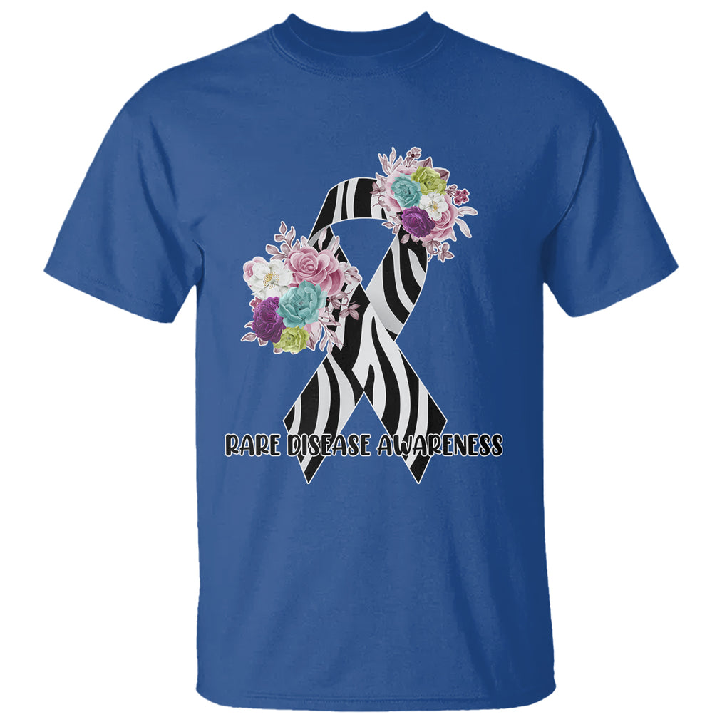 Rare Disease Day Shirts T Shirt Rare Disease Awareness Rare Disease Day Floral Zebra Ribbon TS02 Royal Blue Printyourwear