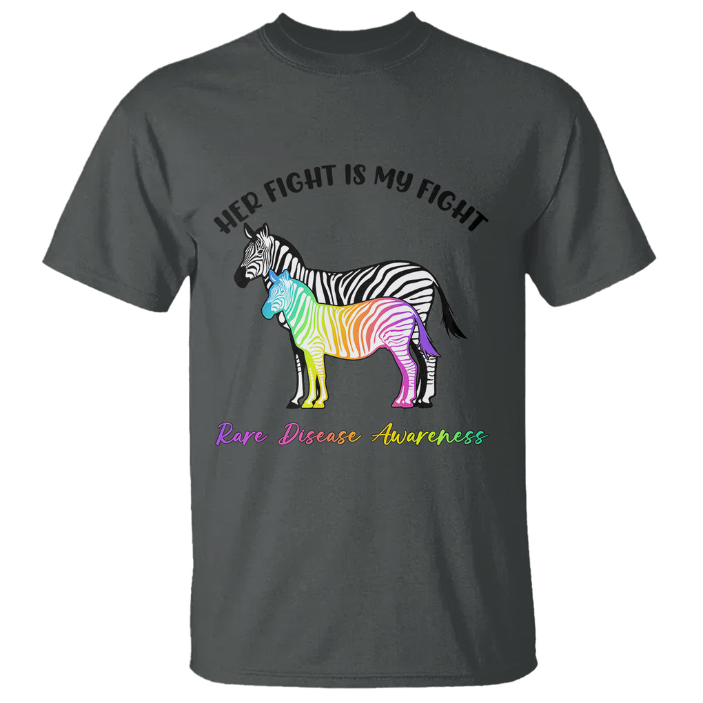 Rare Disease Day Shirts T Shirt Her Fight Is My Fight Rare Disease Awareness Support Rare Warrior Rainbow Zebra TS02 Dark Heather Printyourwear
