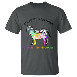 Rare Disease Day Shirts T Shirt Her Fight Is My Fight Rare Disease Awareness Support Rare Warrior Rainbow Zebra TS02 Dark Heather Printyourwear