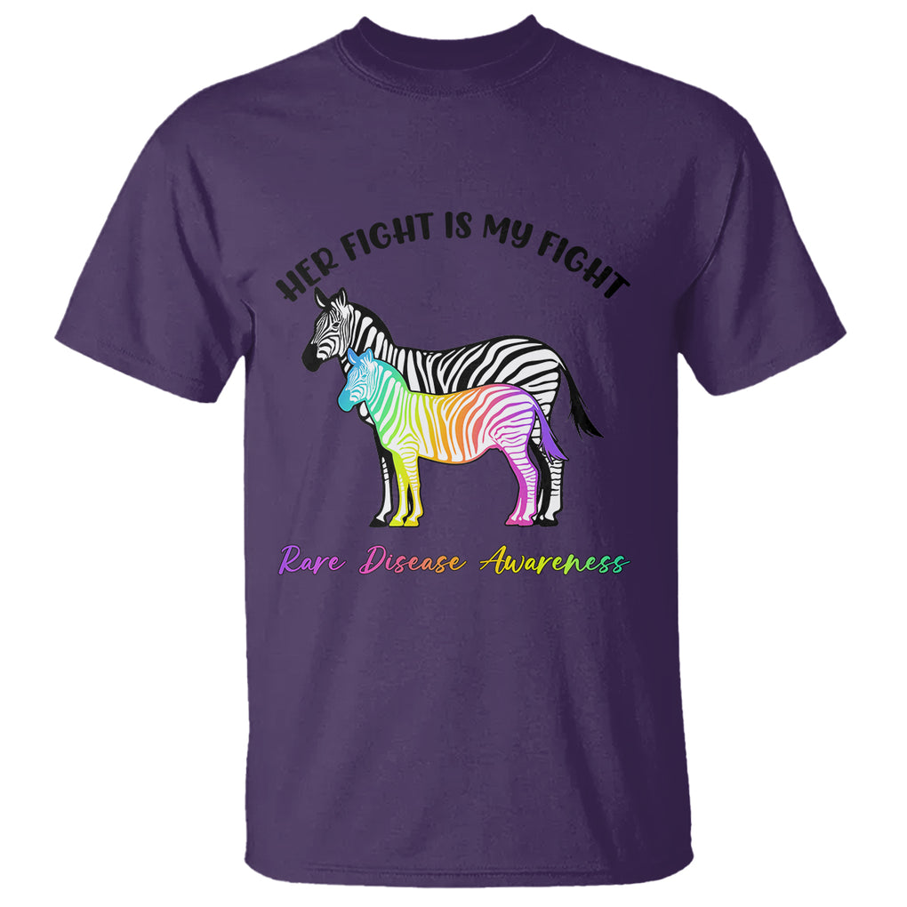 Rare Disease Day Shirts T Shirt Her Fight Is My Fight Rare Disease Awareness Support Rare Warrior Rainbow Zebra TS02 Purple Printyourwear