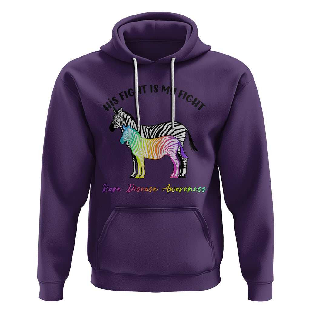 Rare Disease Day Shirts Hoodie His Fight Is My Fight Rare Disease Awareness Support Rare Warrior Rainbow Zebra TS02 Purple Printyourwear